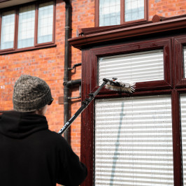 Pole fed water window cleaner